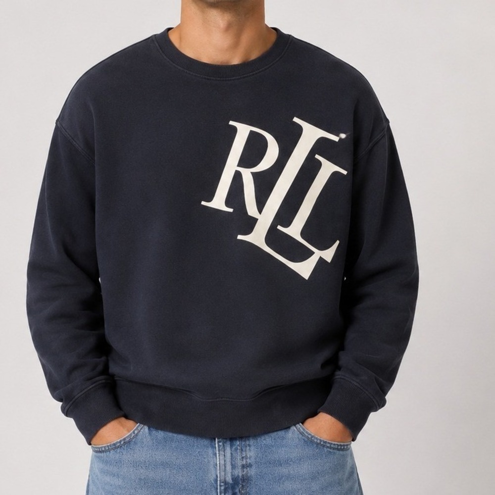 Lauren Ralph Lauren Black Logo Crewneck‎ Sweatshirt Size Medium